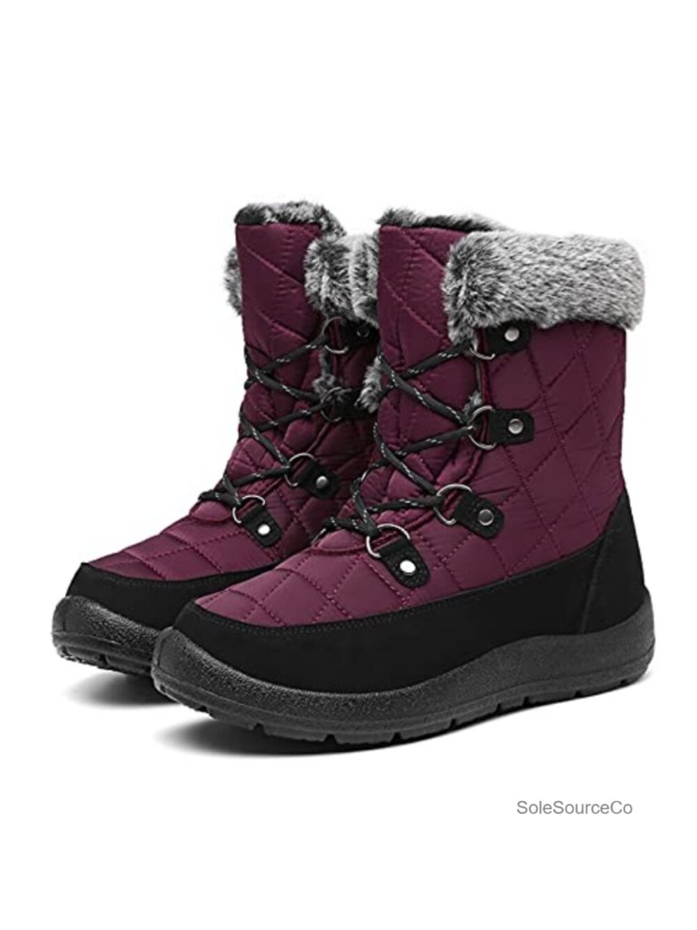 Lace Up Mid Calf Snow Boots Faux Fur Insulated Winter Outdoor